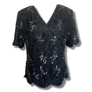 Vintage Silk Beaded Sequin Top